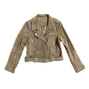 BlankNYC Taupe Suede Leather Moto Jacket Zip  Asymmetrical Cropped SZ L New